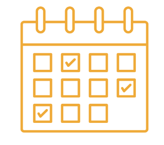 Yellow outline of an events calendar. 